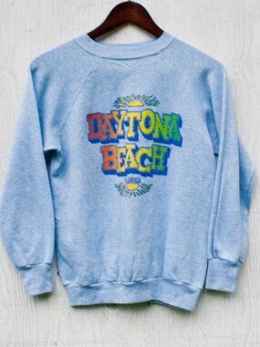 Vtg Daytona Beach Crewneck - Womens Small - 80s Florida Souvenir Sweater